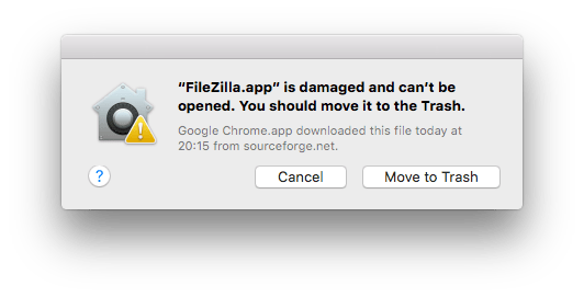 How to fix damaged app message on macOS icon