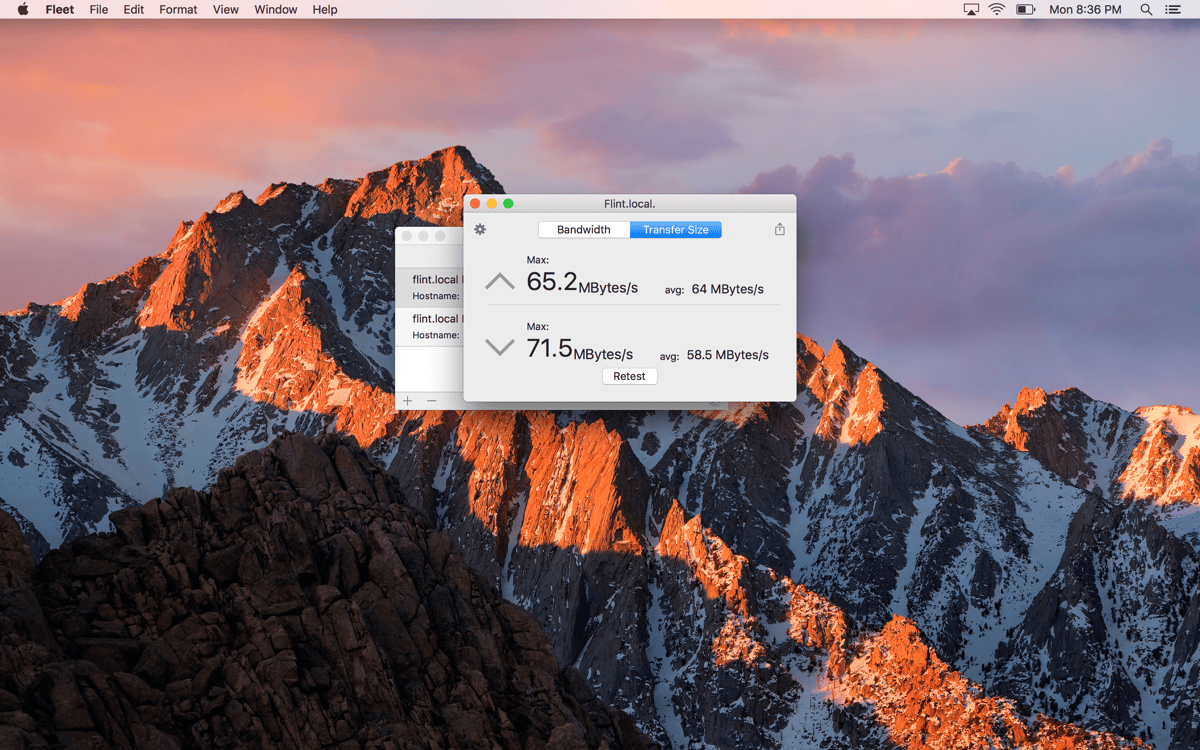 Fleet 2.0 – Local network speed test for macOS. screenshot