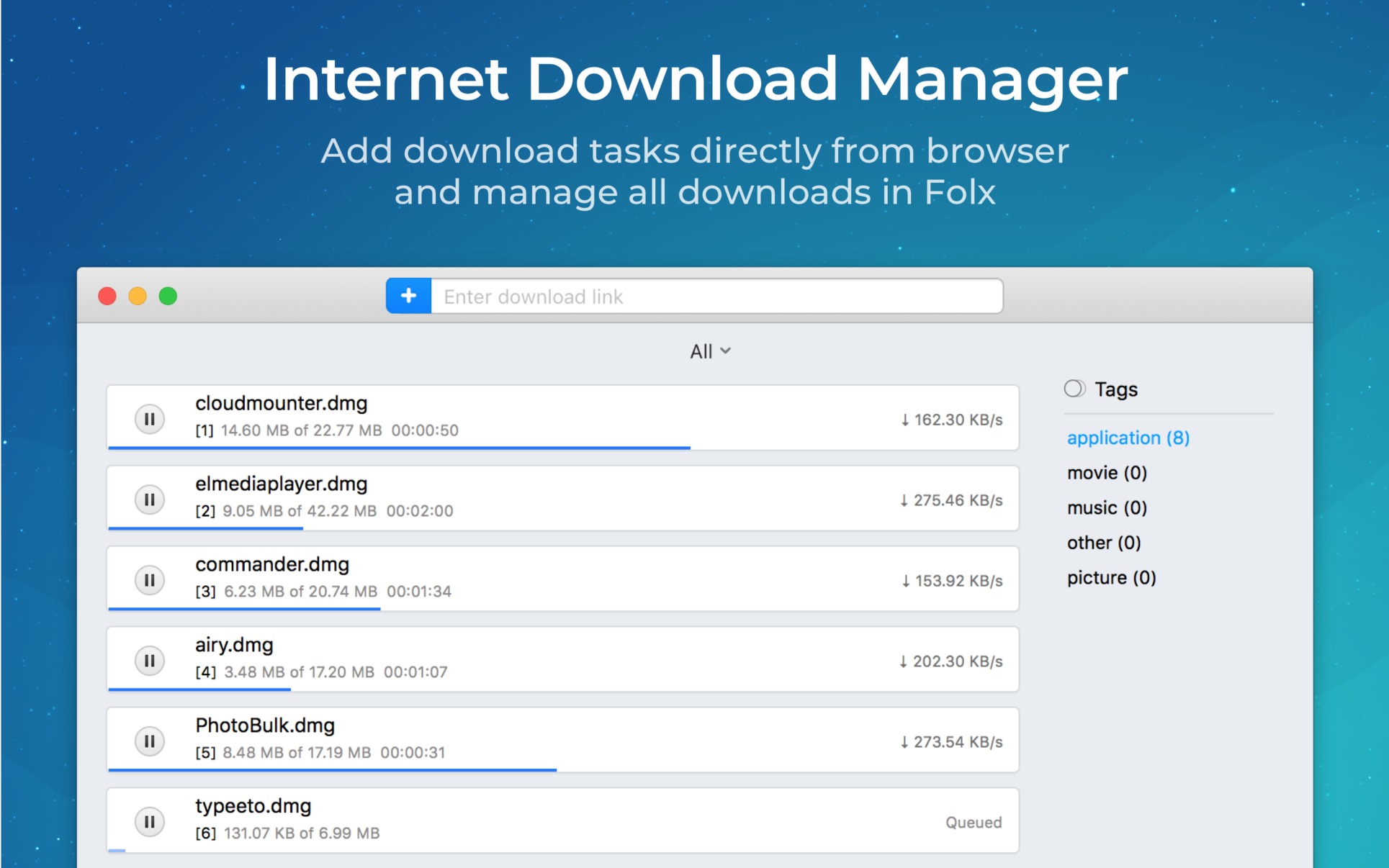 Folx GO+  5.3 – Manage and organize downloads. screenshot
