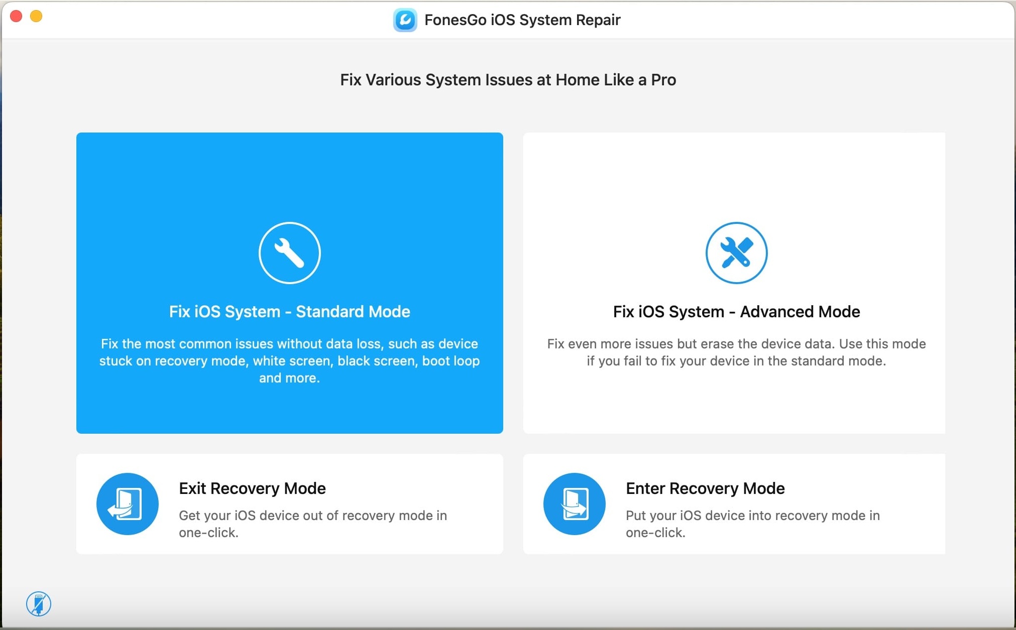 FonesGo iOS System Repair 3.3.0 screenshot