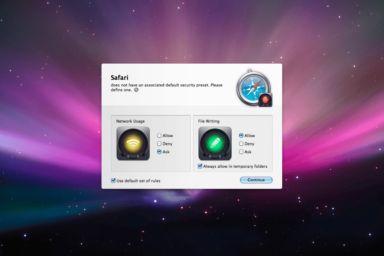 Hands Off! 3.2.7 – Monitor and control application access to network and disks. screenshot