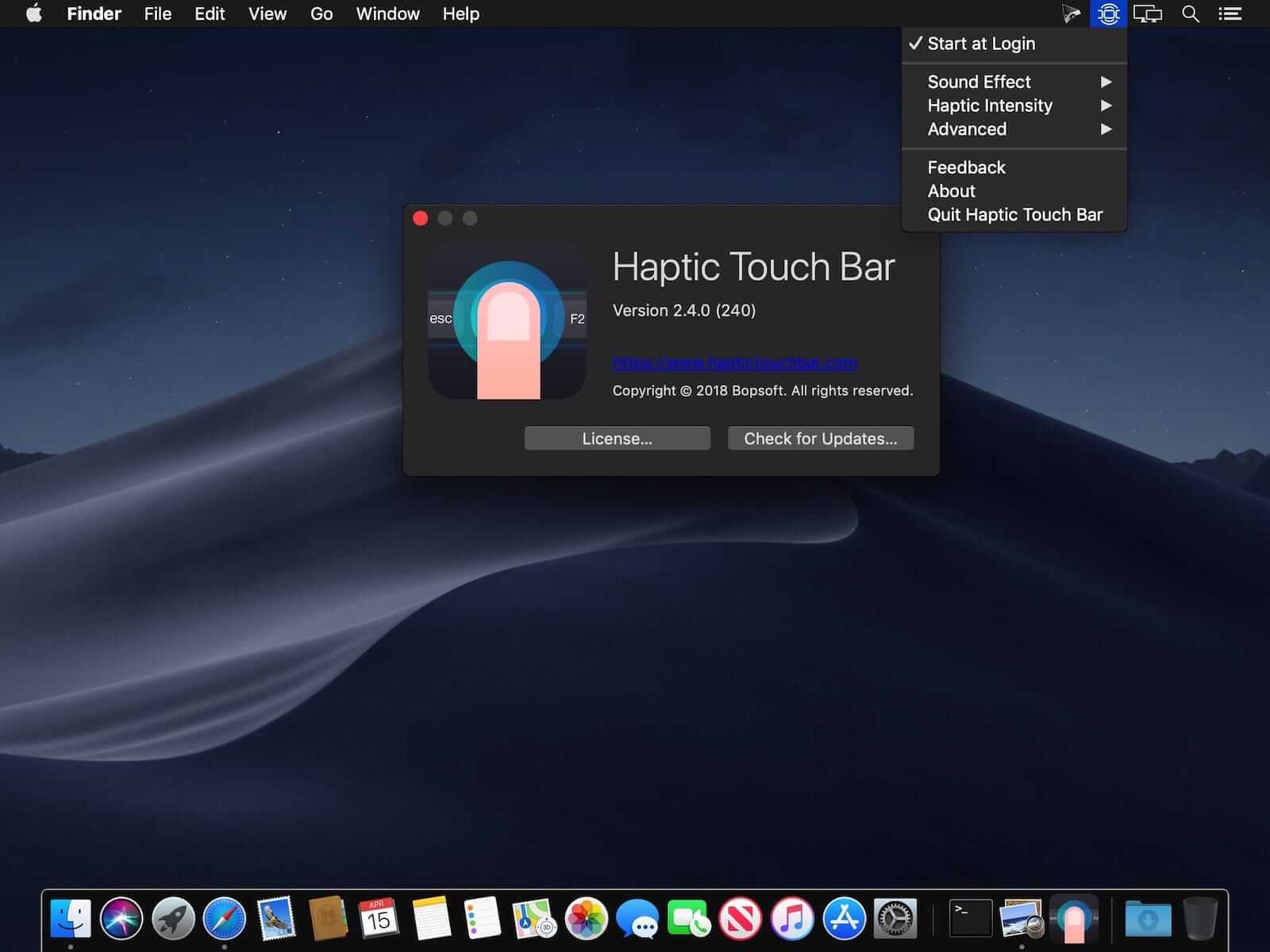 Haptic Touch Bar 2.4.0 screenshot