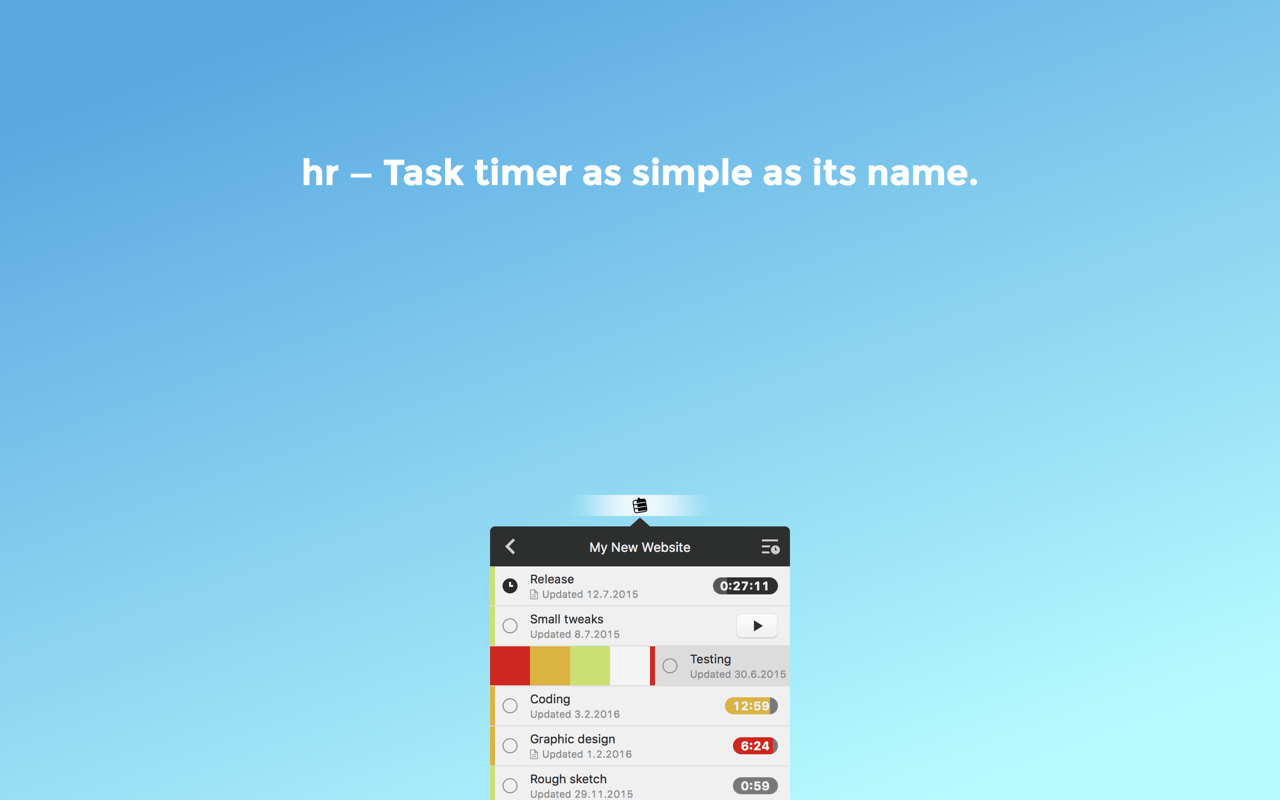 hr 1.3.1 – Task timer for the menu bar. screenshot