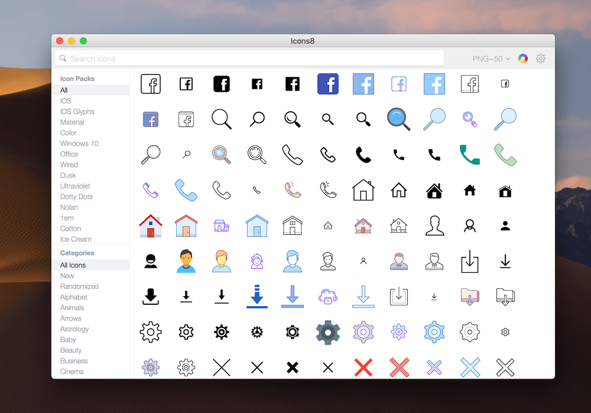 Icons8  5.6.5 R2 – Free searchable icon app. screenshot