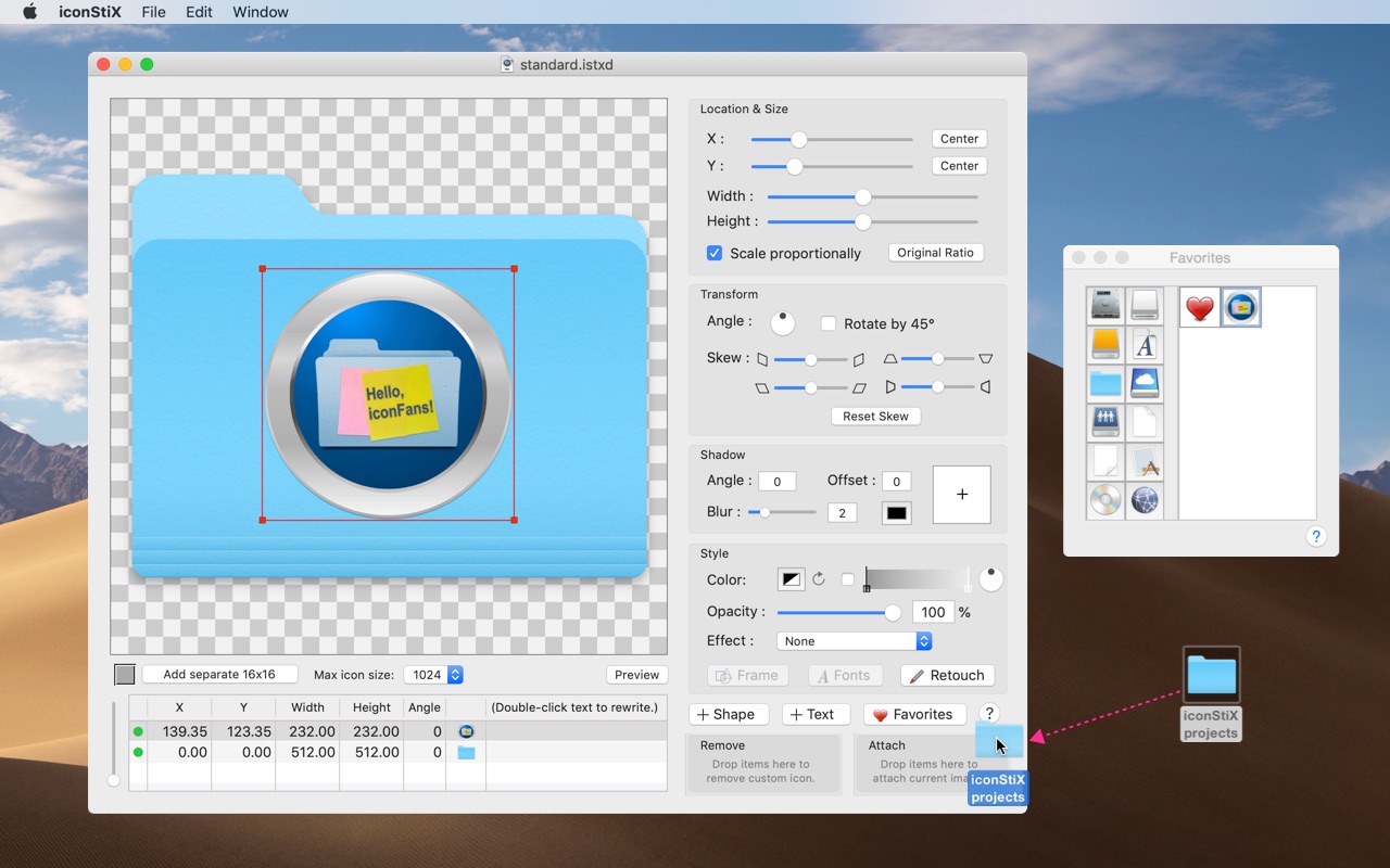 iconStiX 3.8.1 – Combine and attach images to desktop items. screenshot