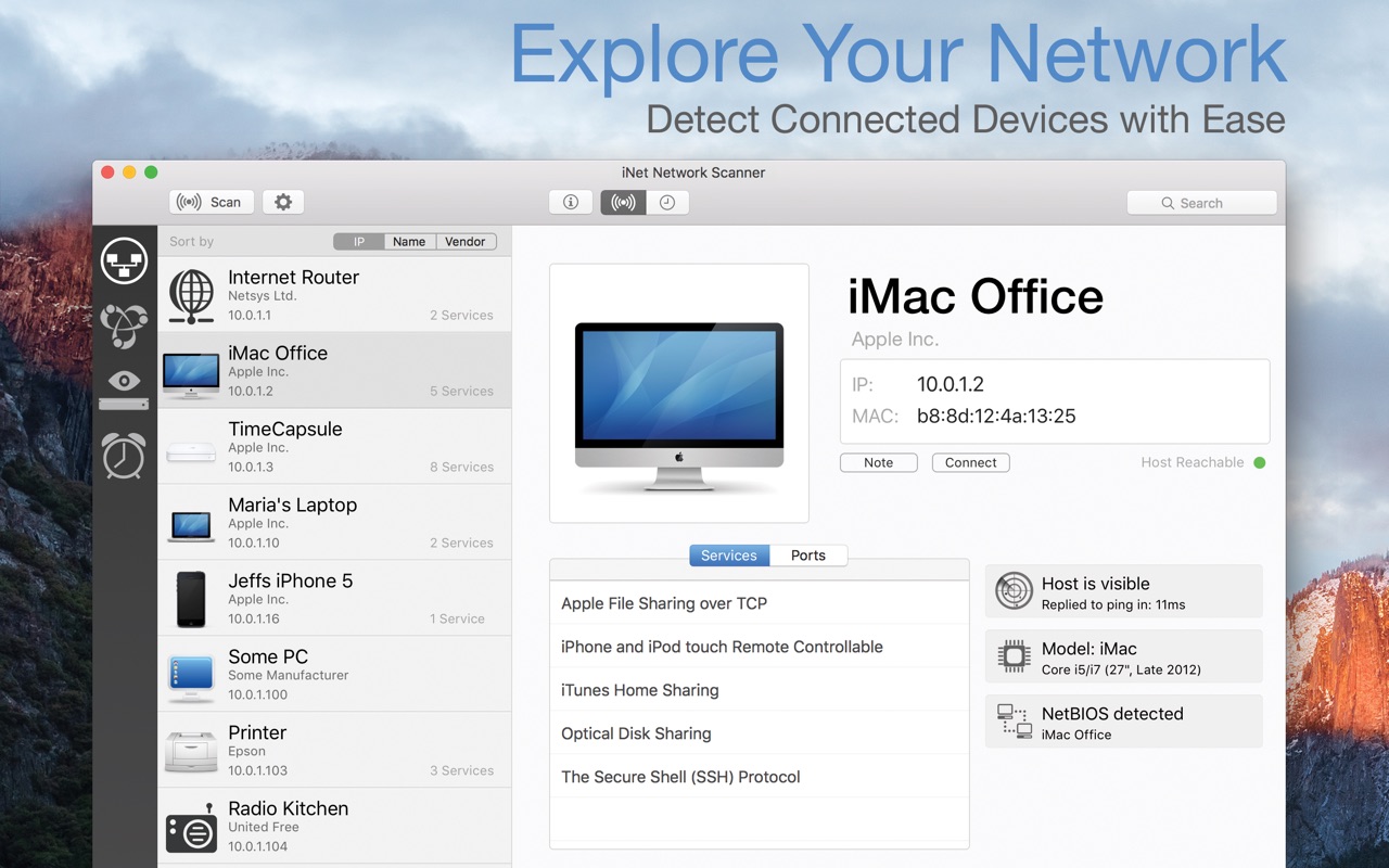 iNet Network Scanner 2.4.6 – Displays info about local network connections. screenshot