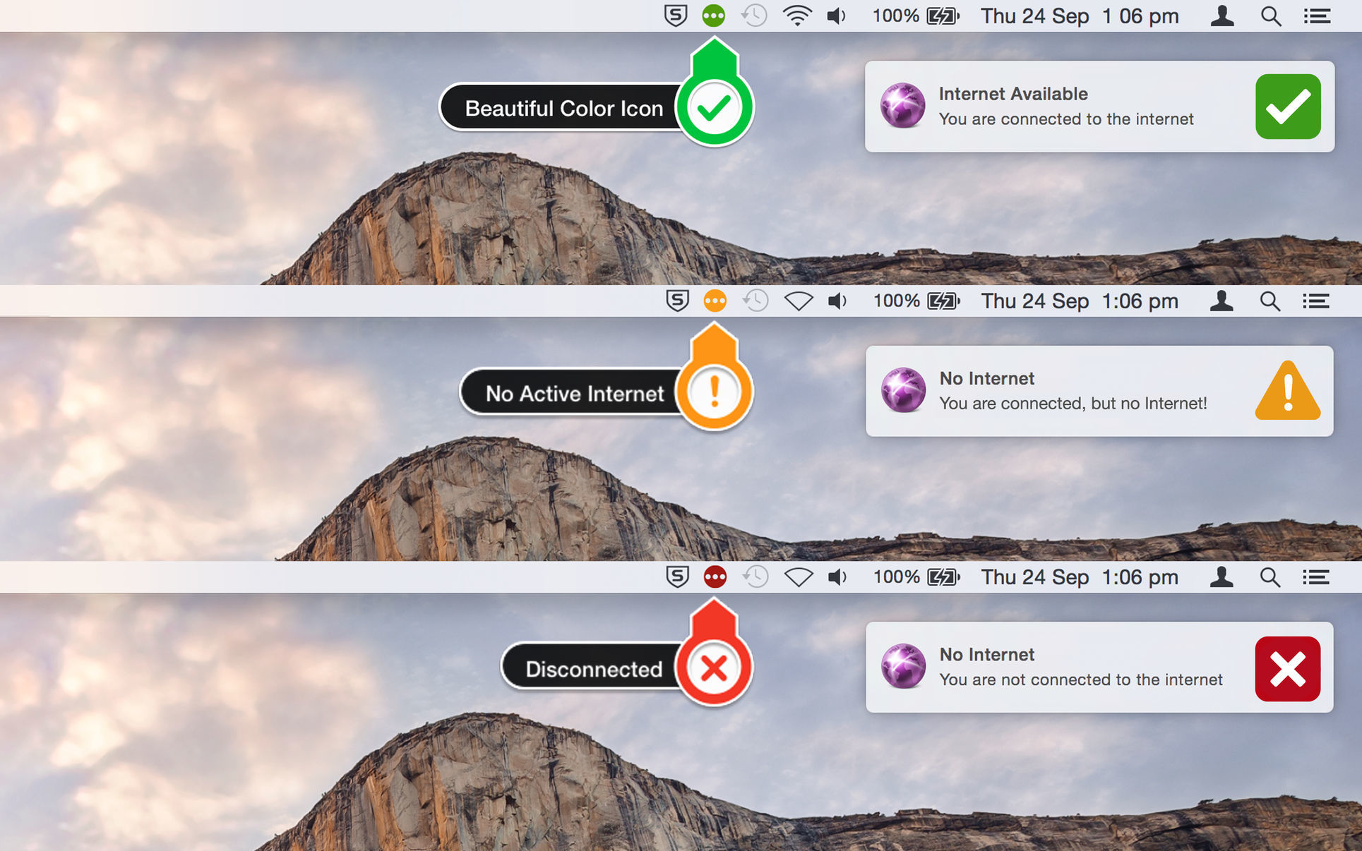 Internet Status 4.7 – Internet/network connection status in the menu bar. screenshot