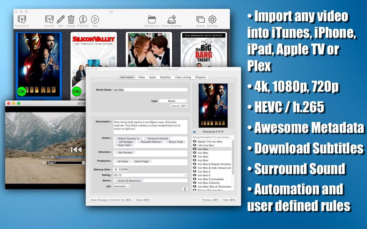 iVI 4.424 – Easily convert and import video files into iTunes or iMovie. screenshot
