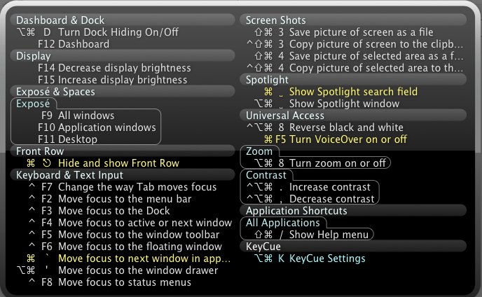 KeyCue 8.7 – Displays all menu shortcut commands. screenshot