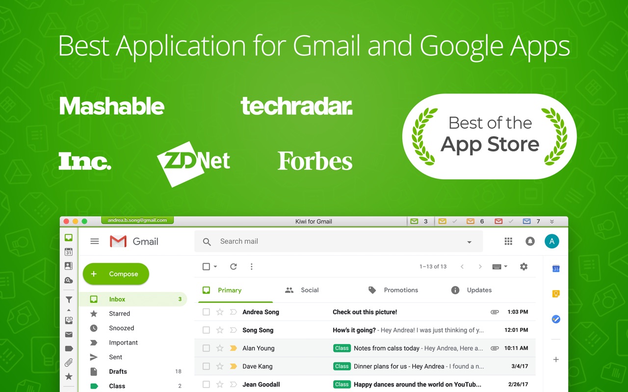 Kiwi for Gmail 2.0.14 – Turns Gmail into a full-powered Desktop client. screenshot
