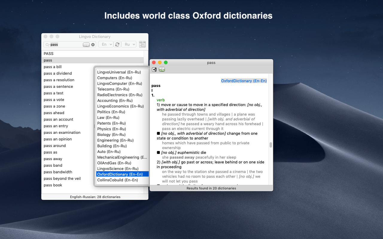 Lingvo Dictionary 1.10.0 – Multilingual dictionary for reading and writing in 7 languages. screenshot
