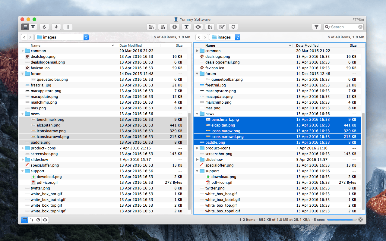 [LTF] Yummy FTP Pro 1.11.14 – FTP/S-SFTP-WebDAV/S client for speedy, trouble-free file transfers screenshot