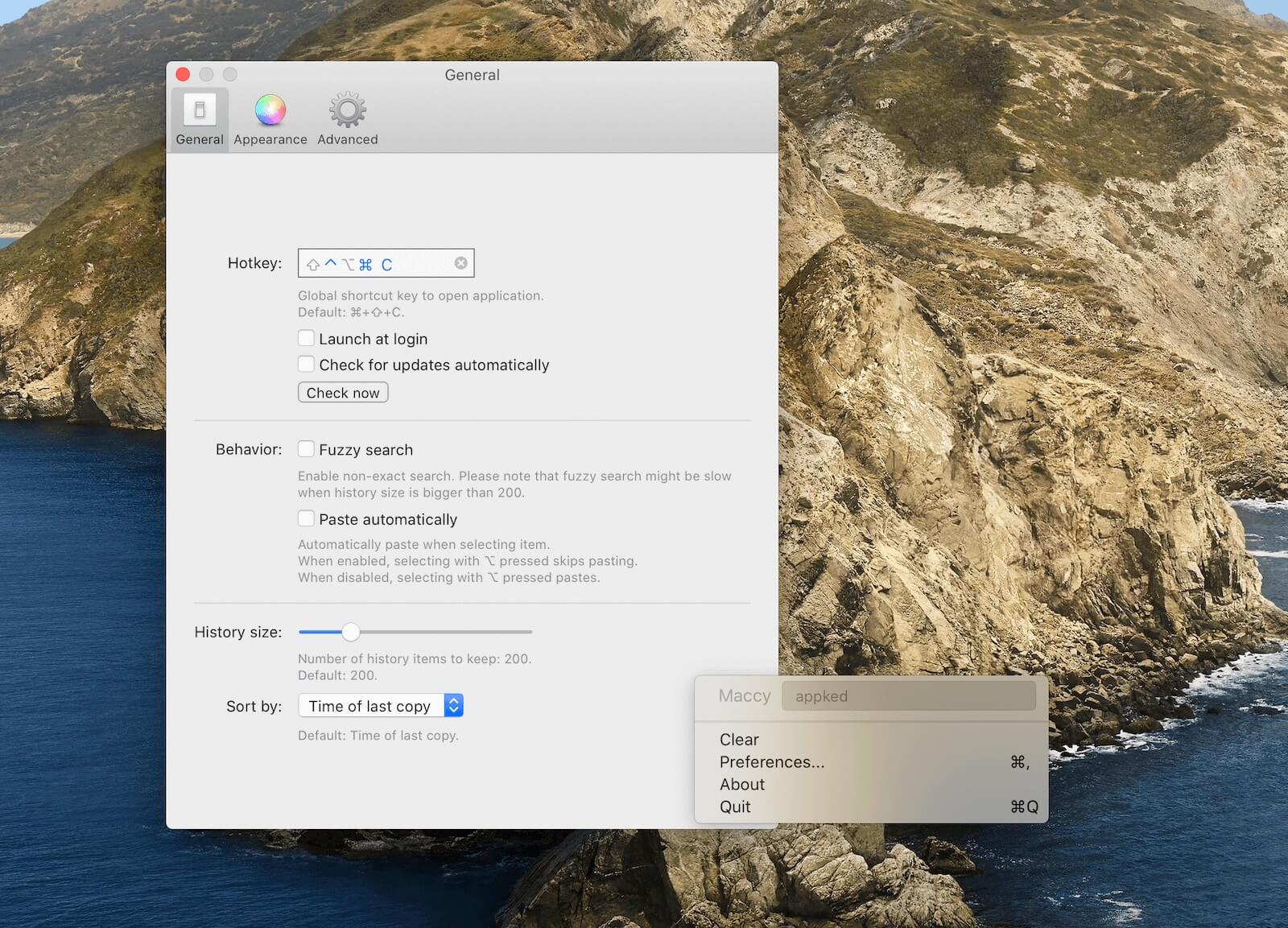 Maccy 2.5.1 screenshot