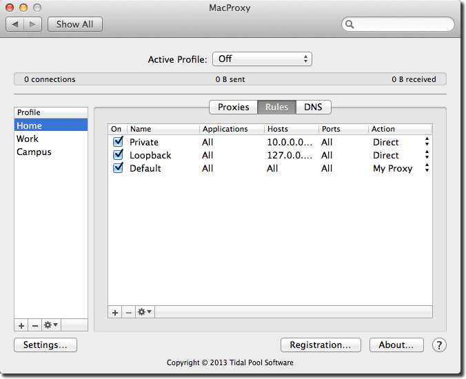 MacProxy 3.0.10 – System-wide network proxy support. screenshot