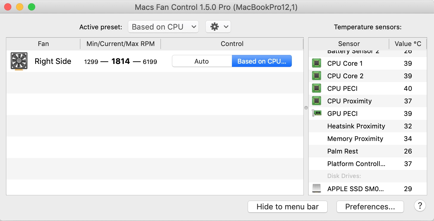Macs Fan Control Pro 1.5.18 screenshot