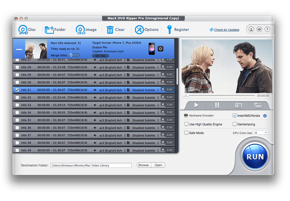 MacX DVD Ripper Pro 6.0.0 – Copy DVDs to digital, single-file format. screenshot