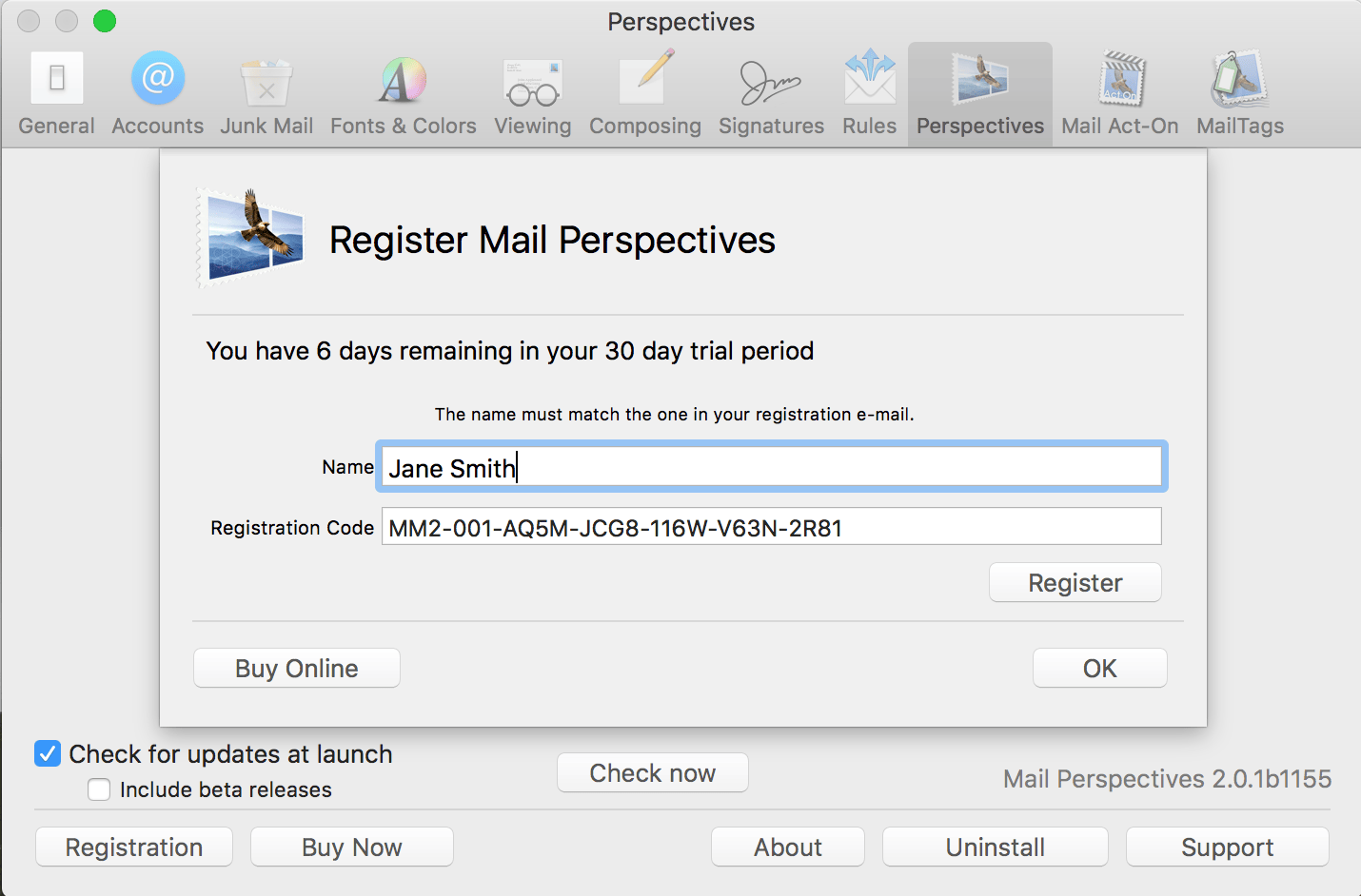 Mail Perspectives 2.2.1 – Extends Mail user interface to tame window chaos. screenshot