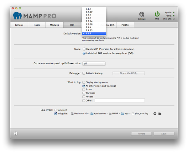 MAMP PRO 4.3 – Create a local server environment for Web development and more. screenshot