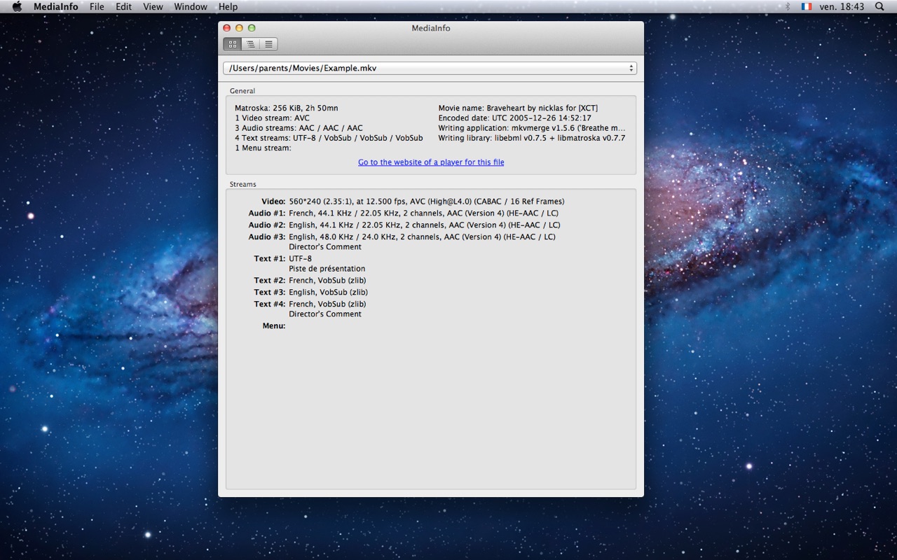 MediaInfo 26.05 screenshot