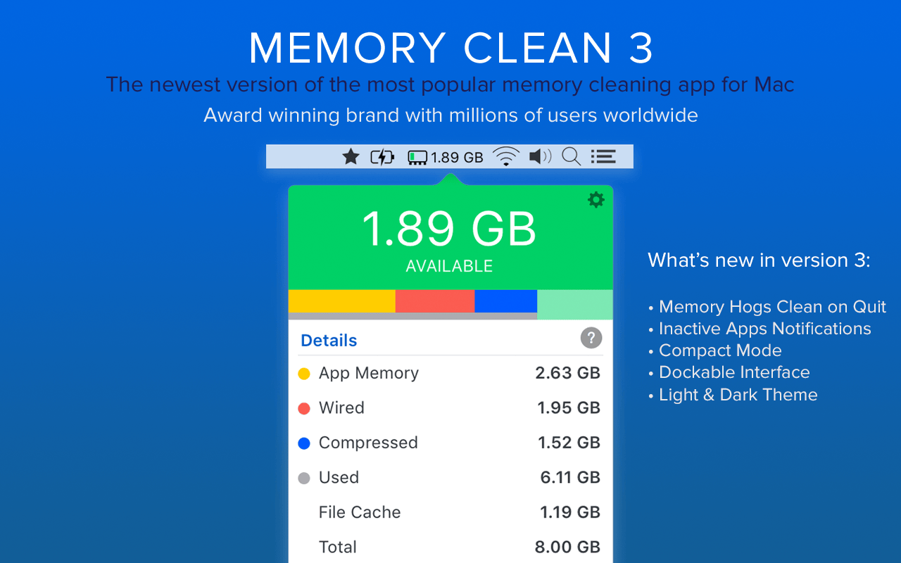 Memory Clean 2 1.8 – Utility for purging inactive memory. screenshot