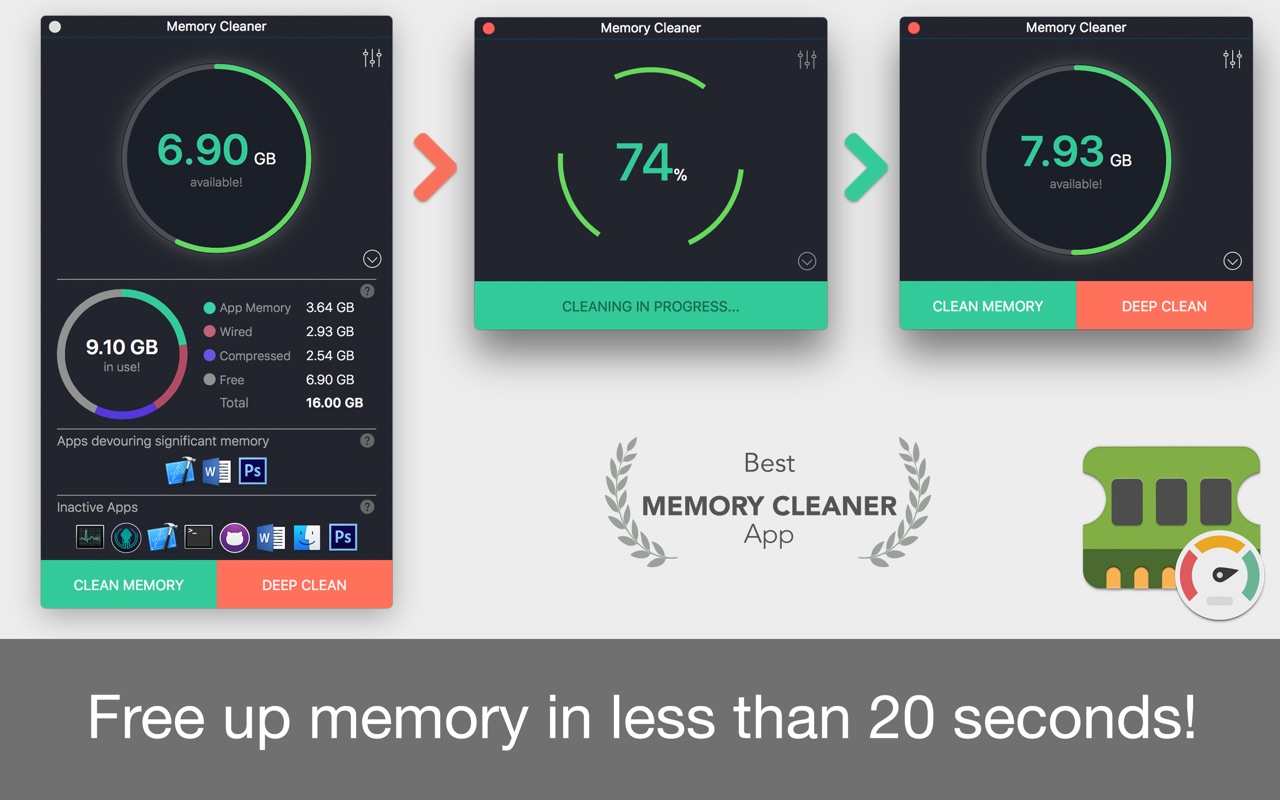 Memory Cleaner 1.1 – RAM cleaner. screenshot