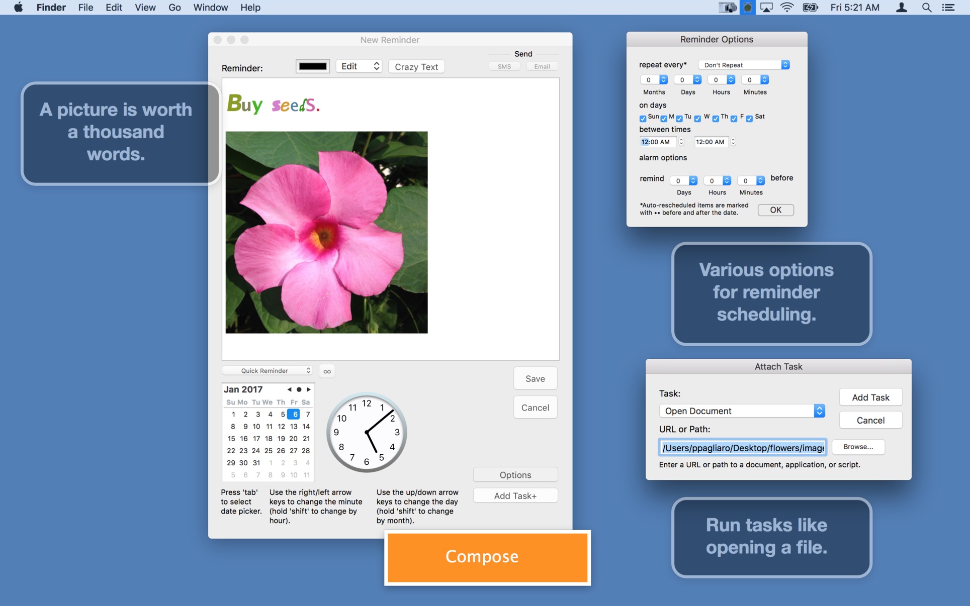 MenuMinder 4.4.2 – Create reminders right from your menubar. screenshot