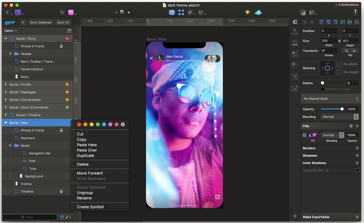 Midnight 1.1 – Dark Theme Sketch Plugin. screenshot