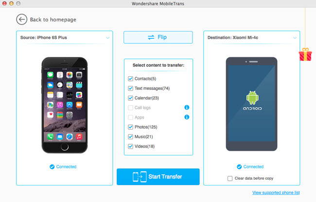 MobileTrans 6.9.10 – One-click phone to phone content transfer. screenshot