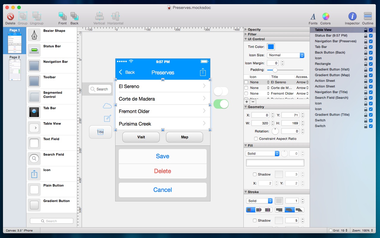 Mocks 2.7 – Create mockups of IOS applications. screenshot
