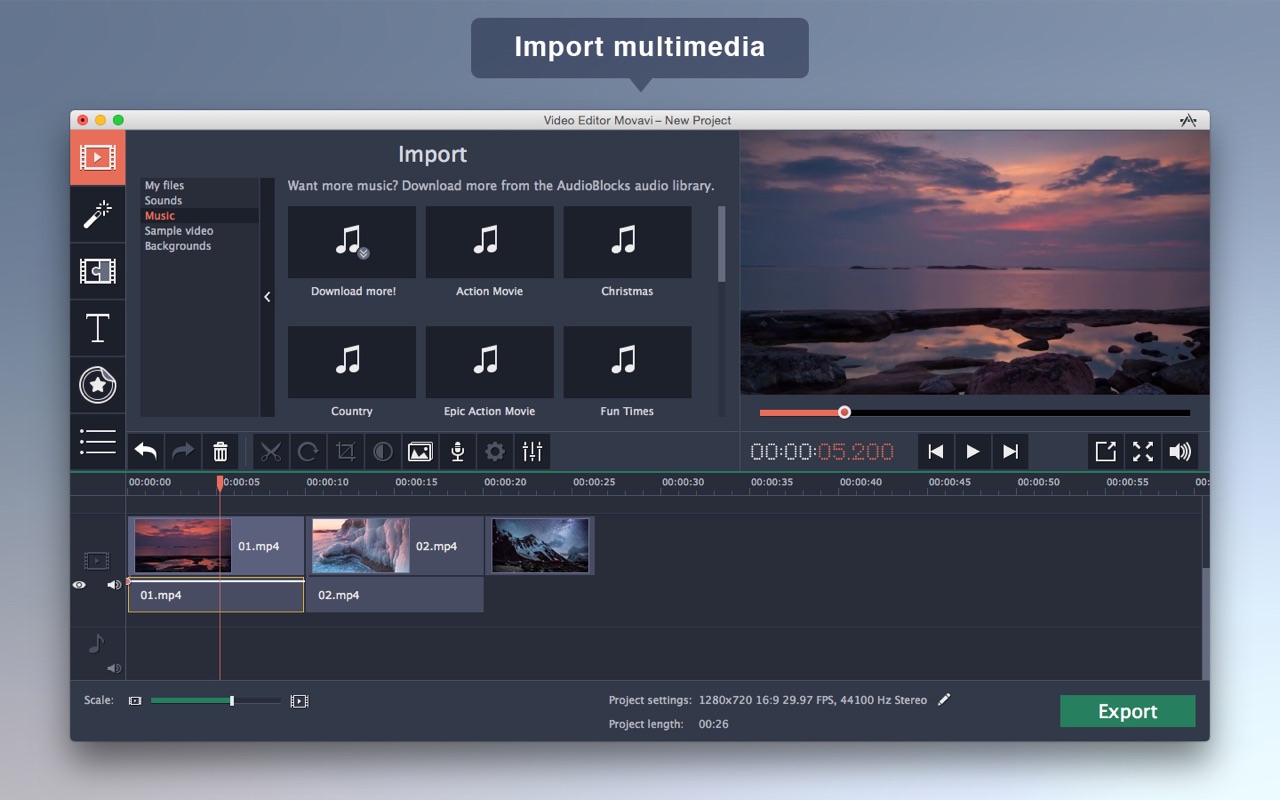 Movavi Video Editor 15.4.1 screenshot