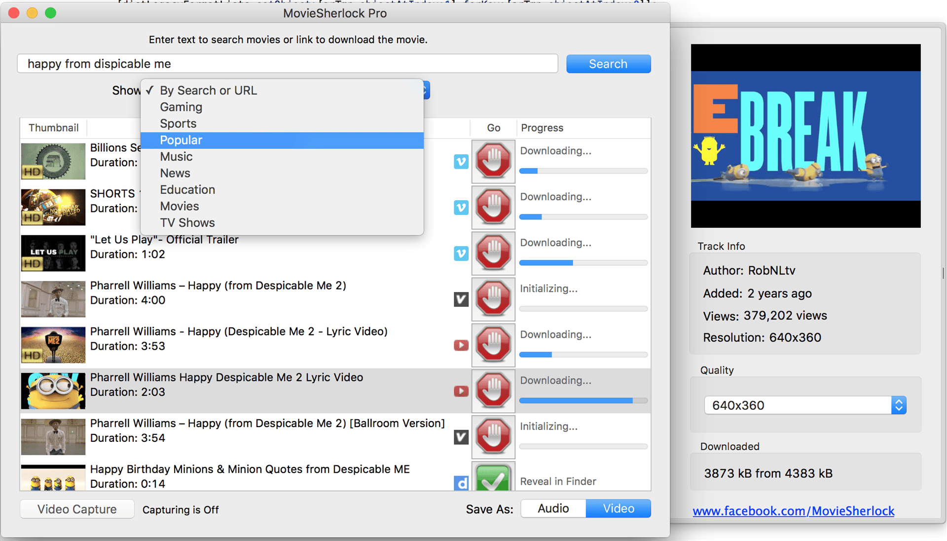 MovieSherlock Pro 5.9.5 – Video Downloader and Converter for Mac. screenshot