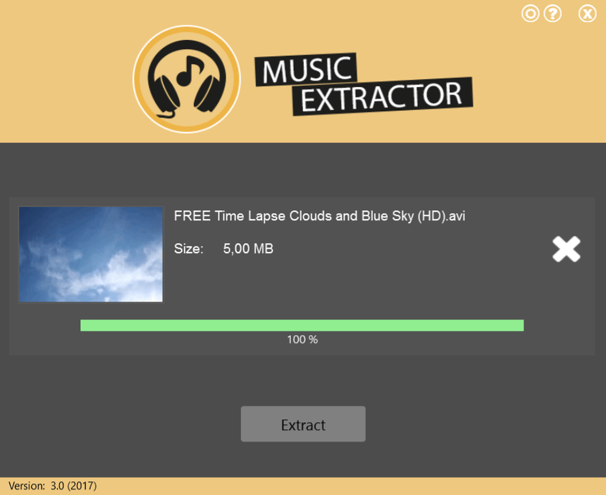MusicExtractor 2018 1.0 – Extracts the audio track of a video as MP3. screenshot