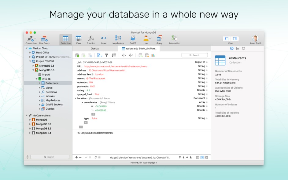 Navicat for MongoDB 17.0.9 screenshot