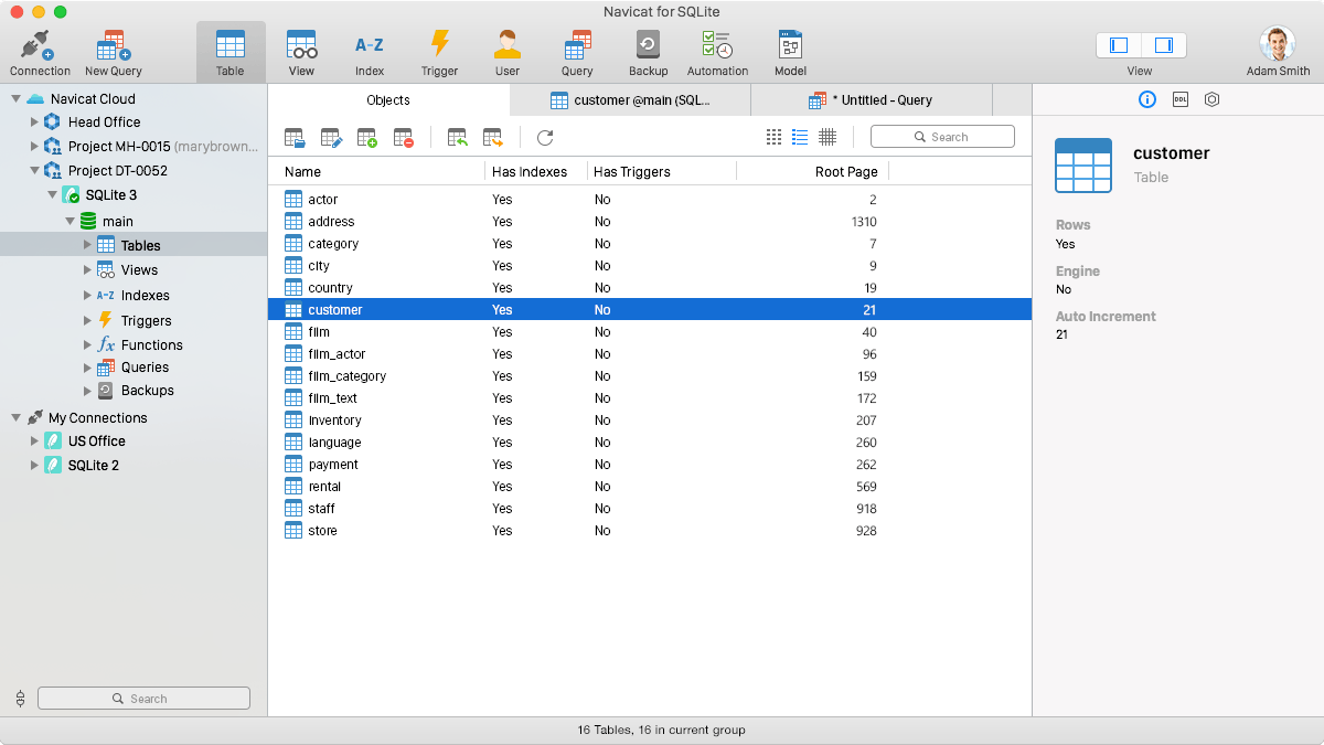 Navicat for SQLite 12.0.24 – GUI allowing administration of SQLite databases. screenshot