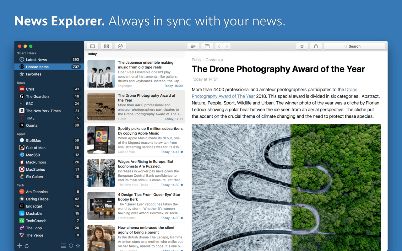 News Explorer 1.8.10 – RSS newsreader with cloud-based sync. screenshot