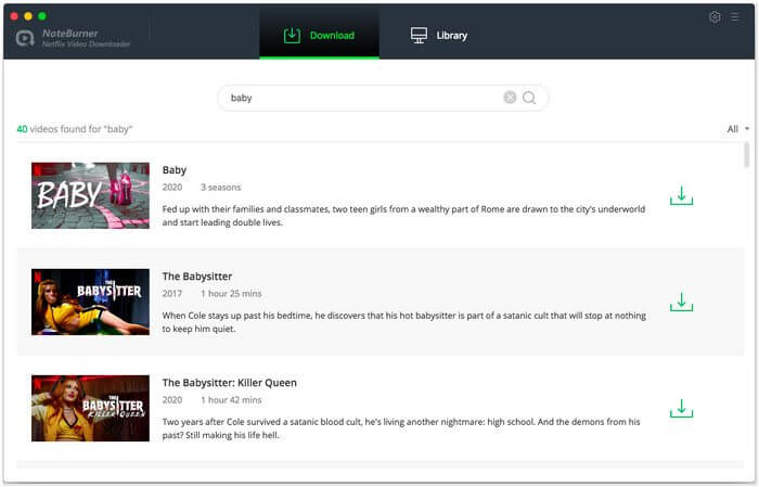 NoteBurner Netflix Video Downloader 1.5.1 screenshot