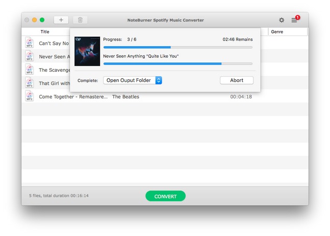 NoteBurner Spotify Music Converter 1.0.3 – Convert Spotify music with zero quality loss. screenshot
