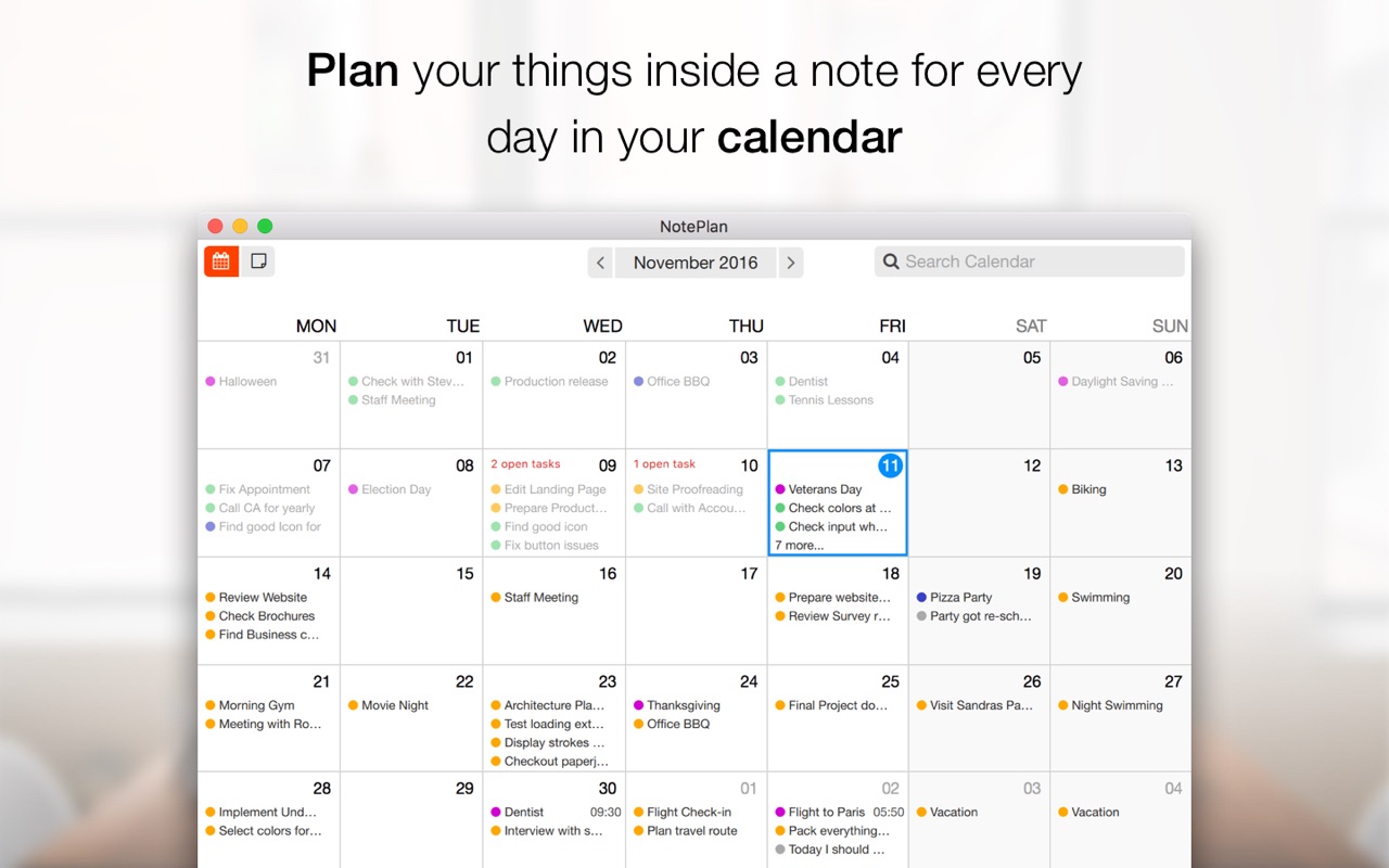 NotePlan 1.6.24 – Task management with Markdown, calendar and notes. screenshot