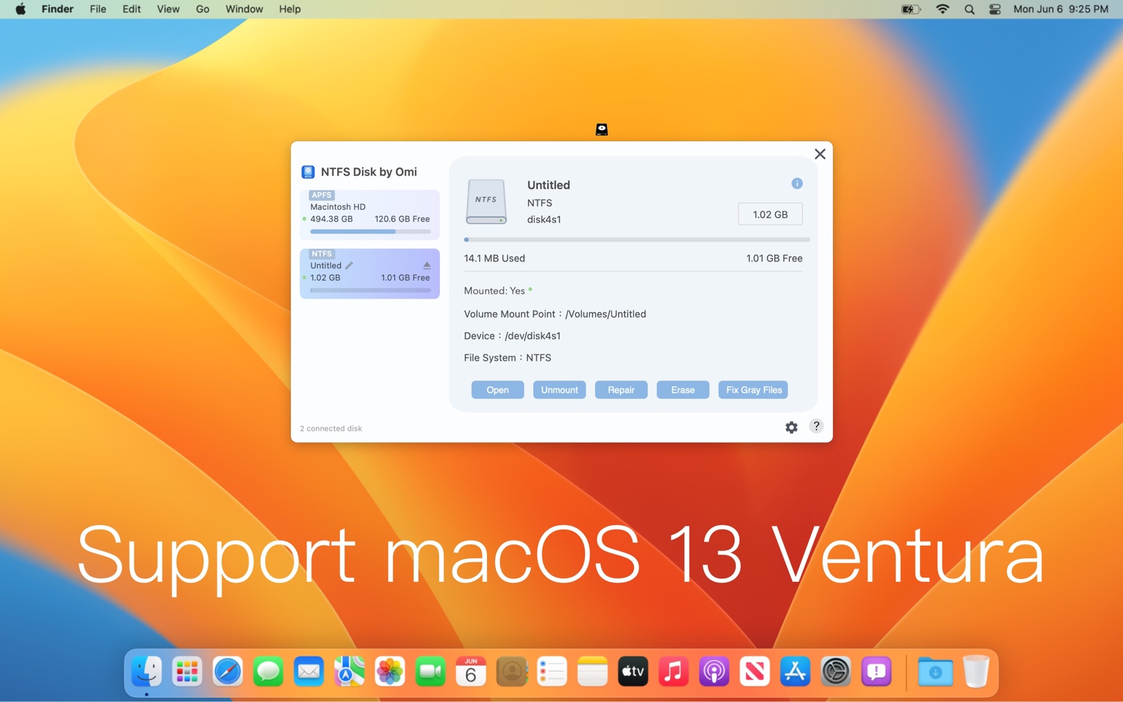 NTFS Disk by Omi NTFS 1.1.5 screenshot