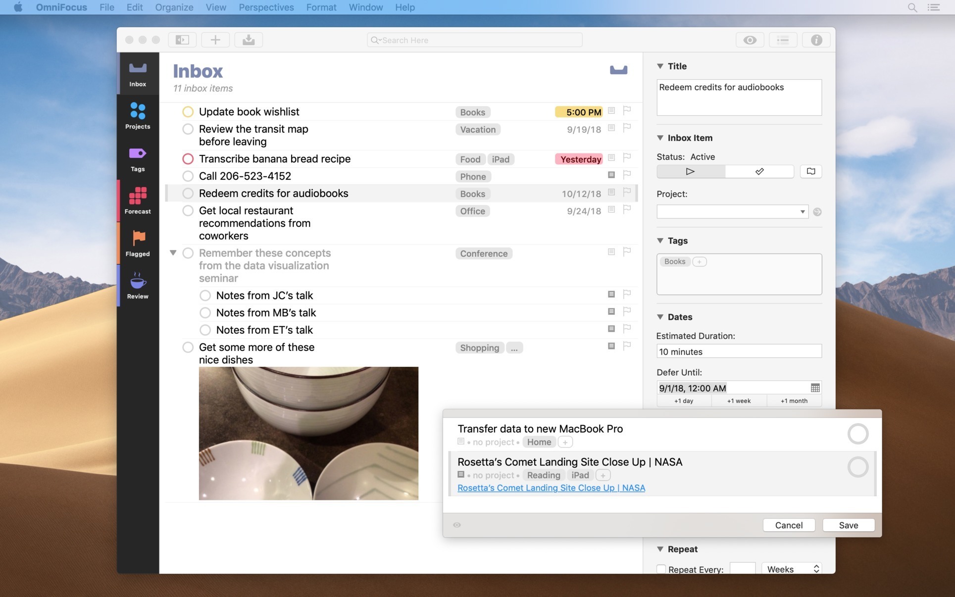 OmniFocus 2.12.1 – GTD task manager with iOS companion app. screenshot