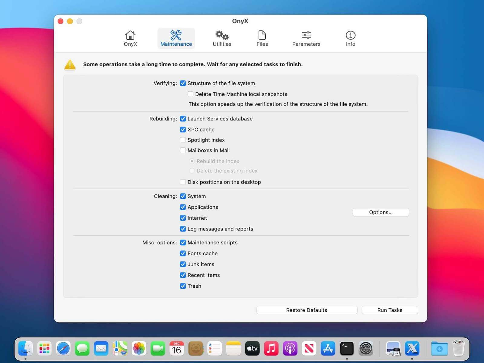 OnyX  3.4.1 – Maintenance and optimization tool. screenshot