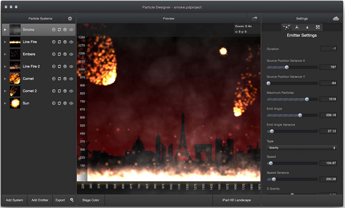 Particle Designer 2.9 – Particle simulation software for Mac. screenshot