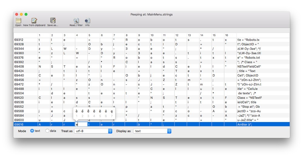 Peep 2.3.2 – File viewer and text encoding conversion utility. screenshot