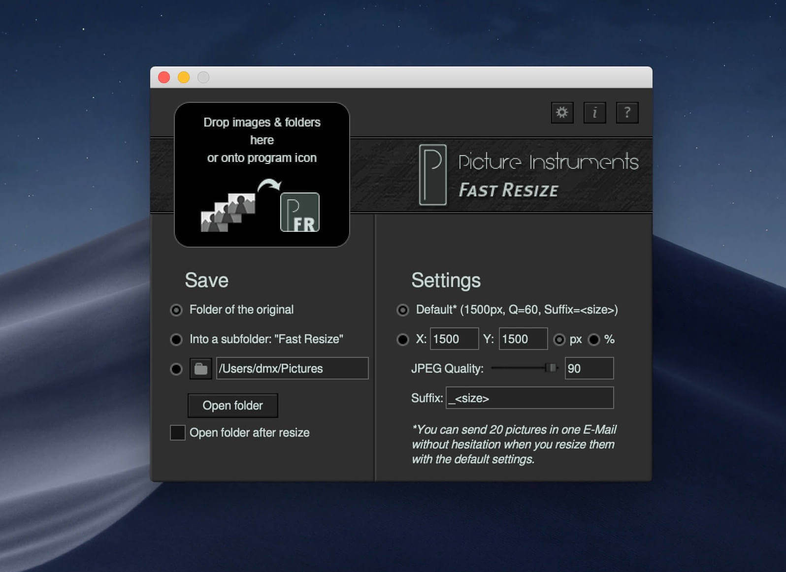 Picture Instruments Fast Resize Pro 2.0.0 screenshot