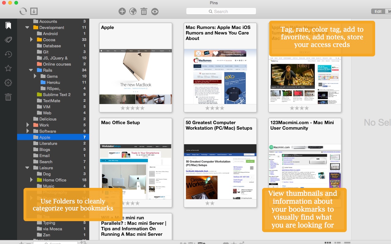 Pins 2.1.3 – Simple and elegant bookmark manager. screenshot