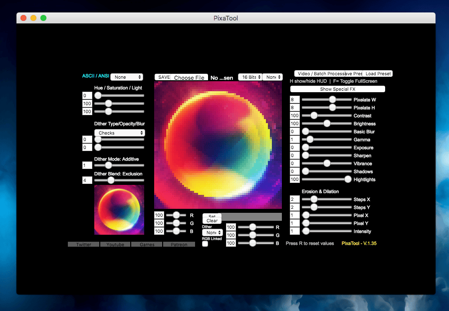 Pixatool 1.54 – Create 8bit pixel style images. screenshot