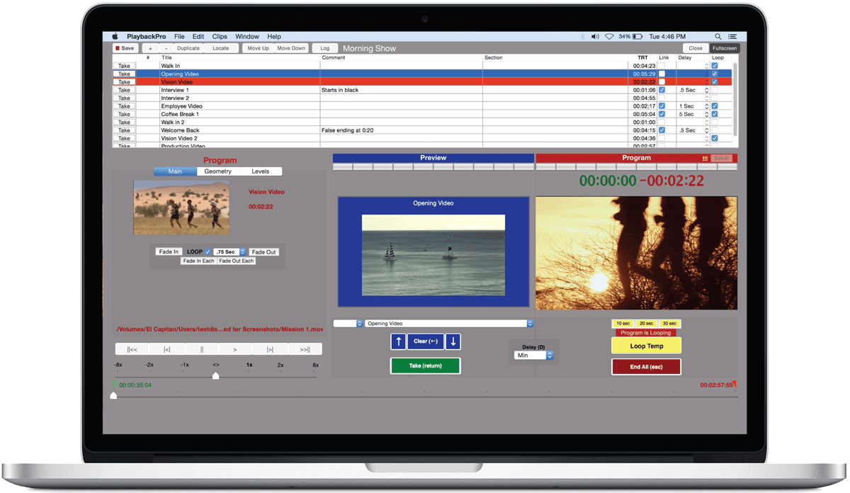 PlaybackPro Plus 3.7.2 – Video playback workstation software. screenshot