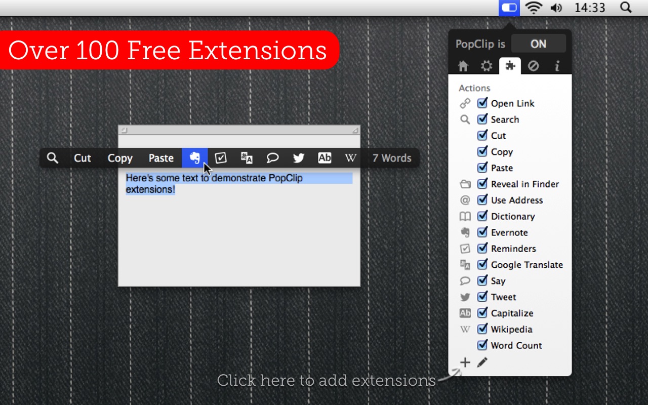 PopClip 1.5.8-1 – Cut, copy, and paste at your fingertips. screenshot