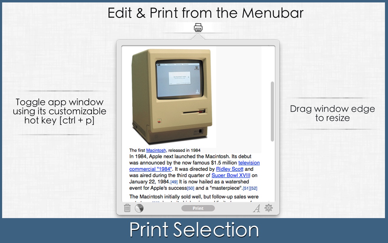 Print Selection 1.3.3 – Easily print snippets from the web, email, and documents. screenshot