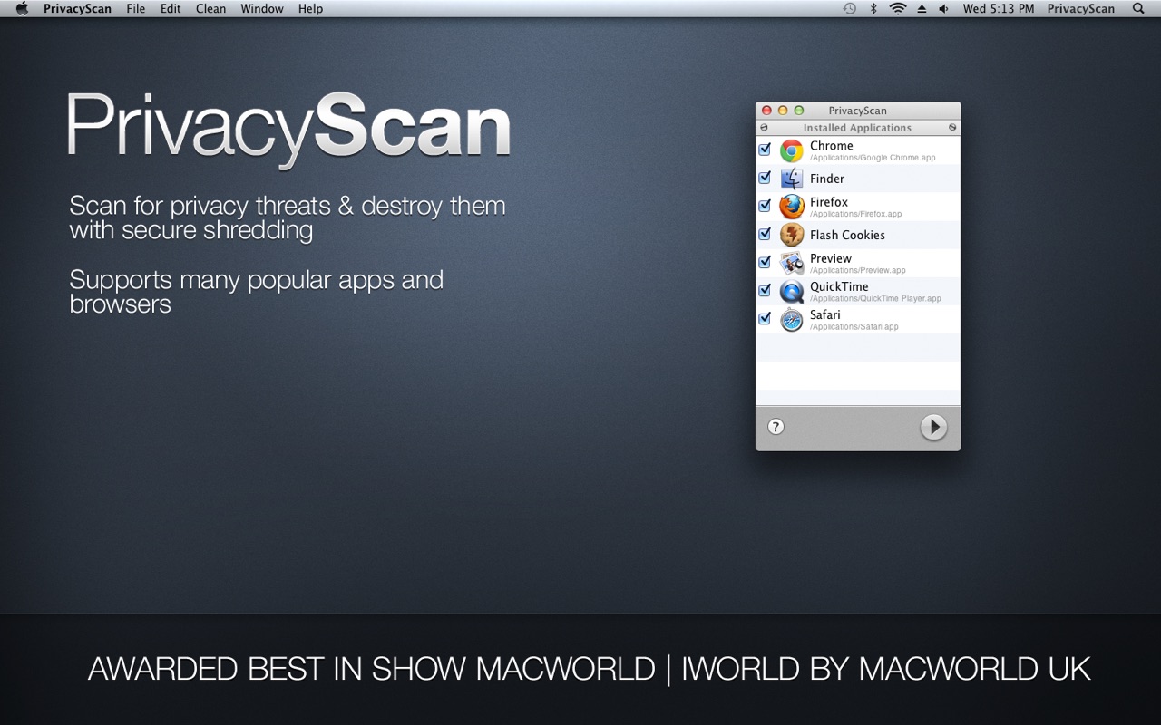 PrivacyScan 1.9.4 – Seek and destroy privacy threats, secure delete history, and wipe tracks. screenshot